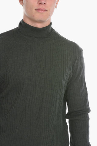 Turtleneck Aran Virgin Wool Sweater
