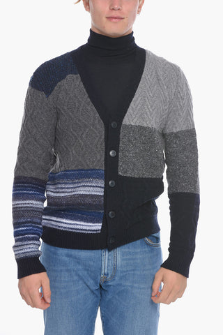 Two-Tone Cable Knit Cardigan