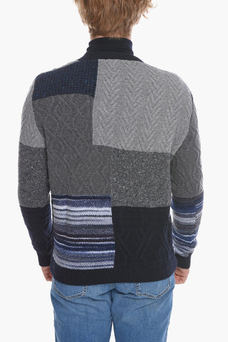 Two-Tone Cable Knit Cardigan