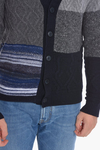 Two-Tone Cable Knit Cardigan