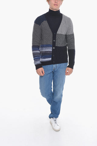 Two-Tone Cable Knit Cardigan