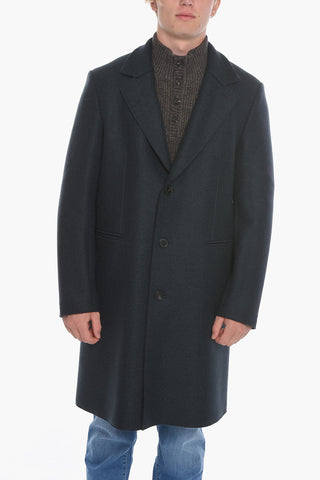 Cappotto Sfoderato in Lana Vergine con Tasche a Filo