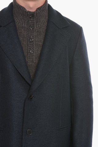 Cappotto Sfoderato in Lana Vergine con Tasche a Filo
