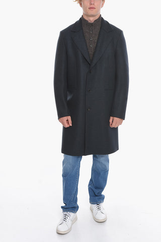 Cappotto Sfoderato in Lana Vergine con Tasche a Filo