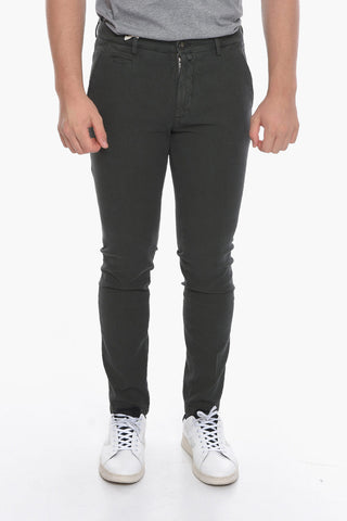 Pantaloni 5 Tasche con Motivo Hopsack