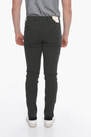 Pantaloni 5 Tasche con Motivo Hopsack