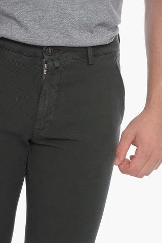 Pantaloni 5 Tasche con Motivo Hopsack