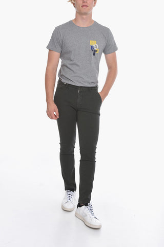 Pantaloni 5 Tasche con Motivo Hopsack