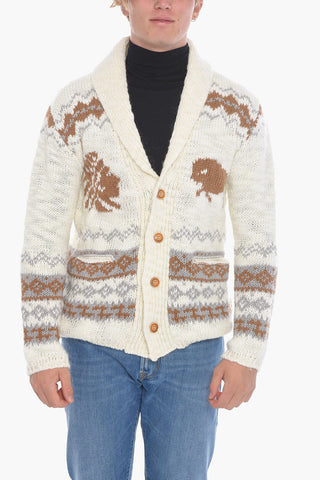 Indios Motif Wool Blend Cardigan