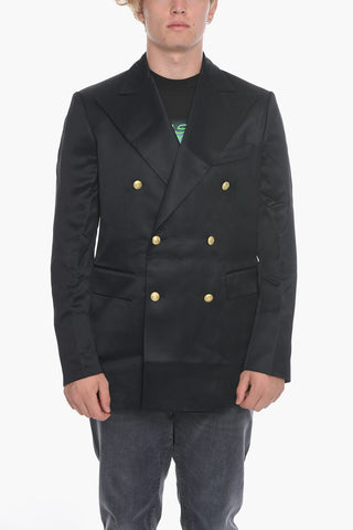 Blazer Doppiopetto in Satin con Bottoni Logati