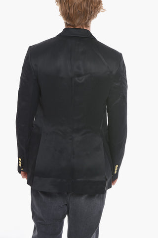 Blazer Doppiopetto in Satin con Bottoni Logati