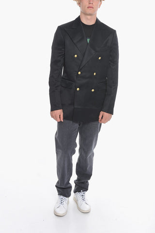 Blazer Doppiopetto in Satin con Bottoni Logati