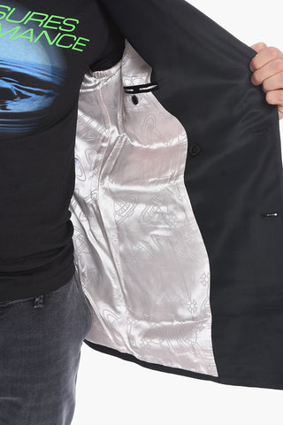 Blazer Doppiopetto in Satin con Bottoni Logati
