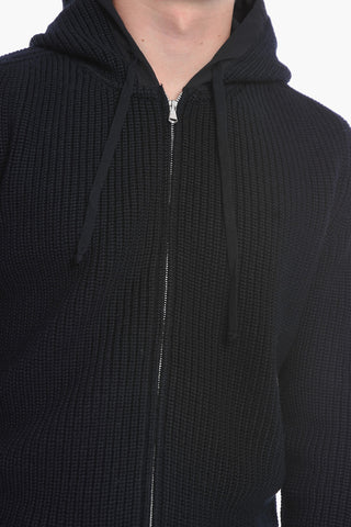 Giubbotto in Maglia a Tinta Unita con Cappuccio