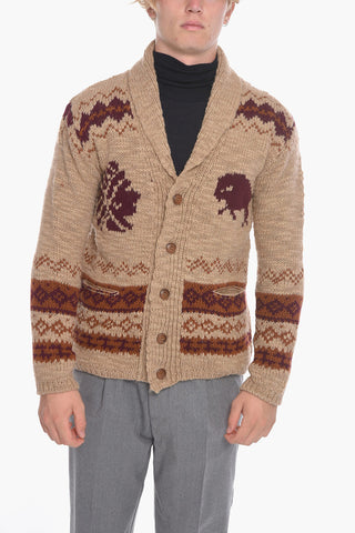 Maxi Cardigan In Jacquard con Motivo Indios