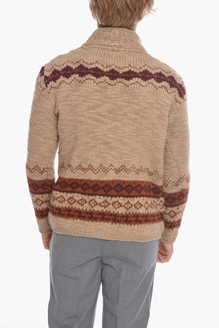 Maxi Cardigan In Jacquard con Motivo Indios