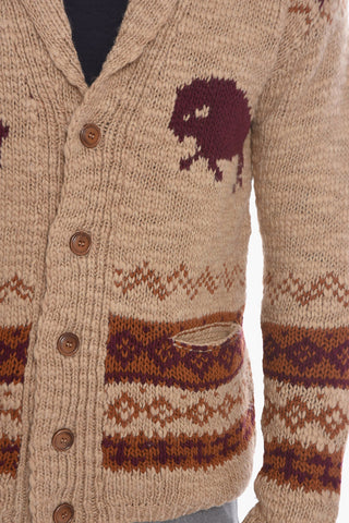 Maxi Cardigan In Jacquard con Motivo Indios