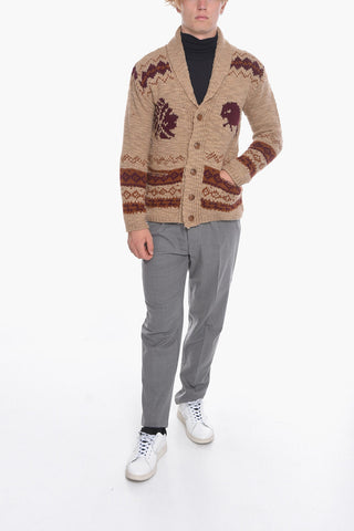 Maxi Cardigan In Jacquard con Motivo Indios