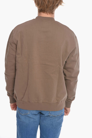 Crew Neck Cotton Sweatshirt with Embroidered Logo