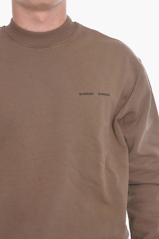 Crew Neck Cotton Sweatshirt with Embroidered Logo