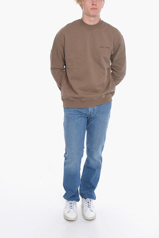 Crew Neck Cotton Sweatshirt with Embroidered Logo