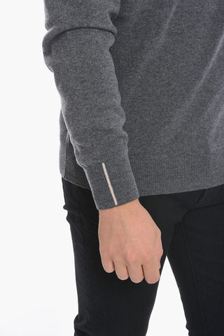 Maglia in Misto Lana con Girocollo a Doppio Strato