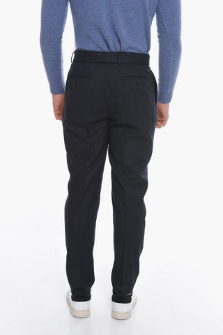 Virgin Wool Single-Pleat Pants with Belt