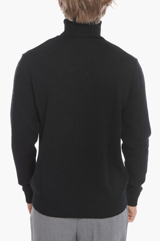Maglia a Collo Alto in Lana Vergine con Collo a Coste