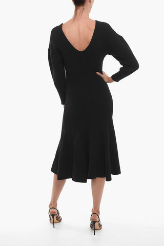 Vestito Maxi A Maniche Lunghe In Misto Lana