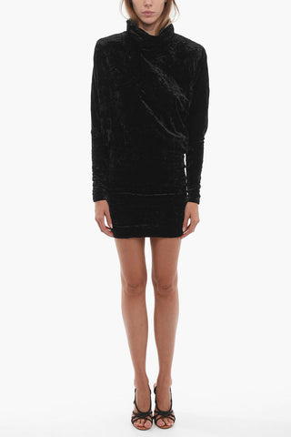 Turtleneck Long Sleeved Velvet Dress