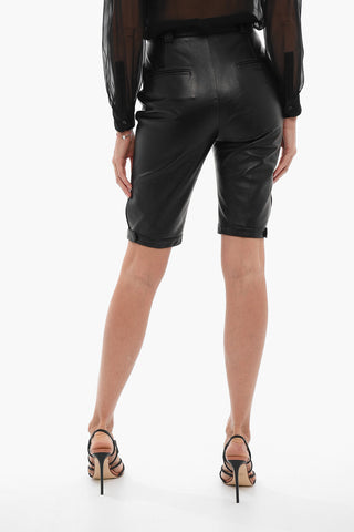 High-waisted Leather Shorts