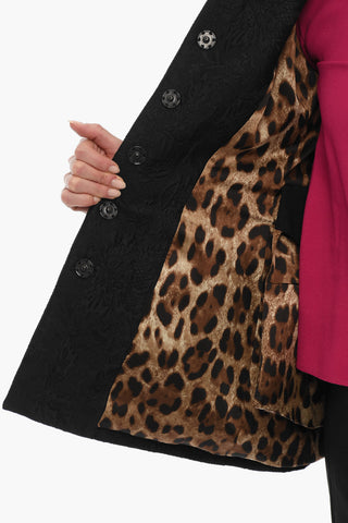 Jaquard Jacket With Floral Embroidery With Padded Shoulders
