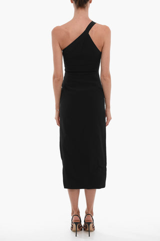 One-shoulder Bodycon Dress With Buckle And Side Slit