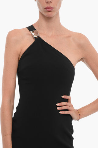 One-shoulder Bodycon Dress With Buckle And Side Slit