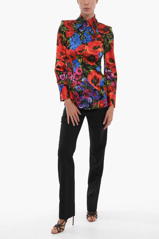 Floral Print Shirt With Padded Shoulders