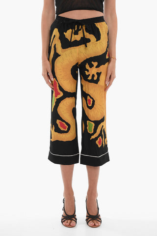 Printed Silk Pants With drawstrings