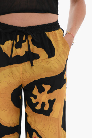 Printed Silk Pants With drawstrings
