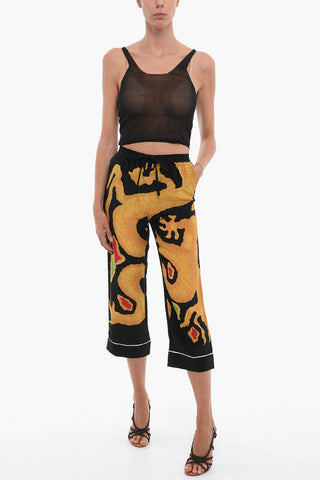 Printed Silk Pants With drawstrings