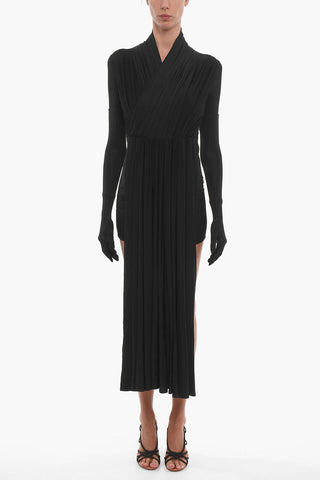 Asymmetric Maxi Dress With Gloves