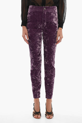 Velvet Slim fit Pants With Zipped Ankles