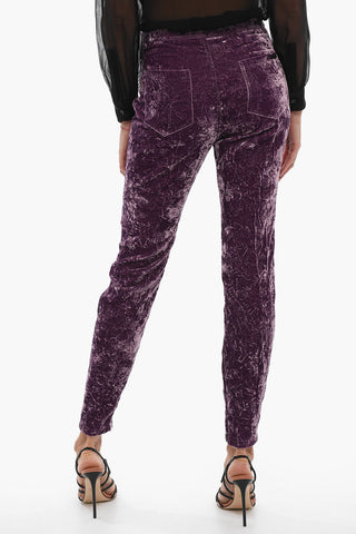 Velvet Slim fit Pants With Zipped Ankles