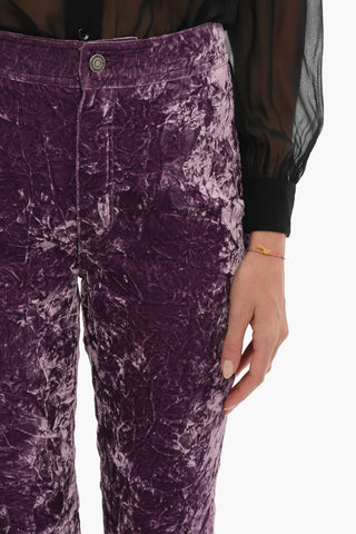 Velvet Slim fit Pants With Zipped Ankles