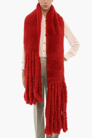 Fringed Shearling Scarf
