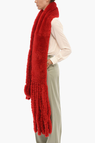 Fringed Shearling Scarf