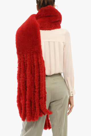 Fringed Shearling Scarf