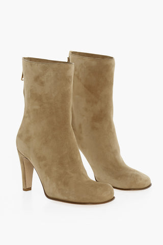 Stivaletti in Suede con Punta Squadrata 9cm