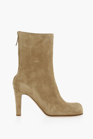 Stivaletti in Suede con Punta Squadrata 9cm