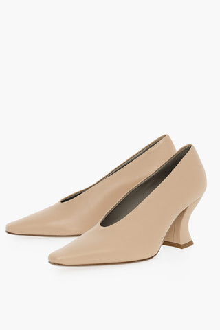 Lambskin ALMOND Pumps with Cuban Heel 8cm