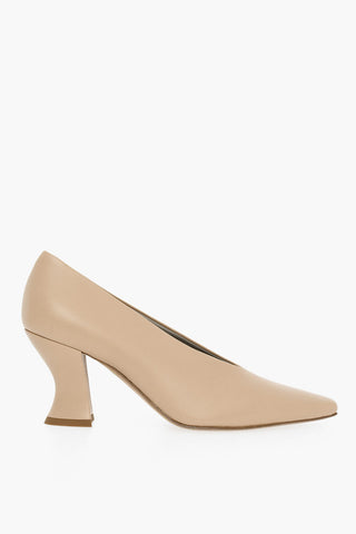 Lambskin ALMOND Pumps with Cuban Heel 8cm