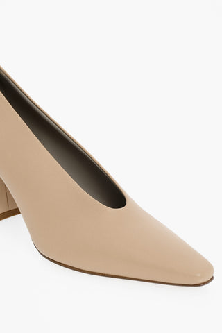 Lambskin ALMOND Pumps with Cuban Heel 8cm